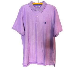 IZOD Advantage Polo Shirt Mens Large Purple Stretch Golf Casual Short Sleeve